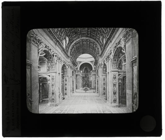 Basilique Saint-Pierre, Rome, photo ancienne plaque verre, positif 8,5x10 cm