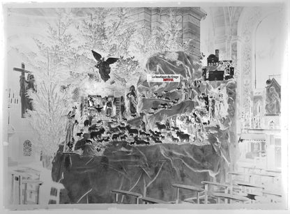 Plaque verre photo ancienne négatif noir et blanc 13x18 cm Strasbourg crèche