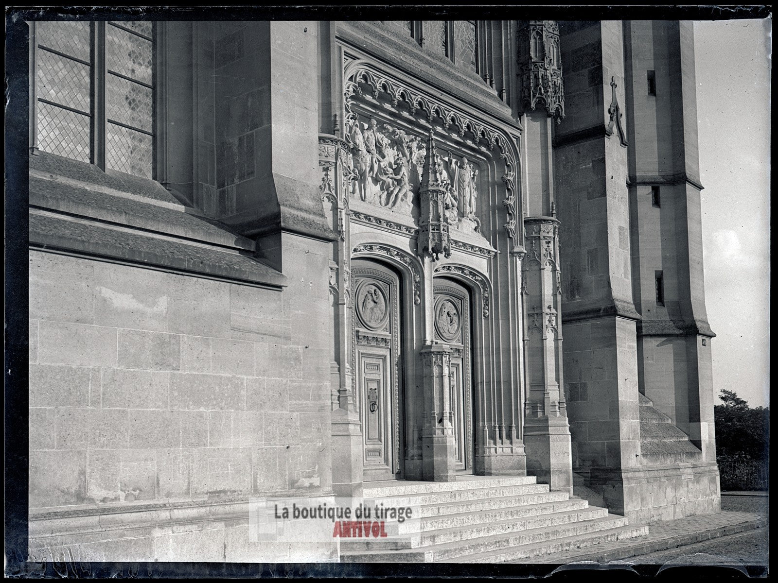 Saint-Martin, Montmorency, plaque verre, photo ancienne, négatif 9x12 cm