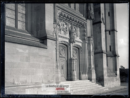 Saint-Martin, Montmorency, plaque verre, photo ancienne, négatif 9x12 cm