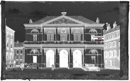 Plaque de verre photo ancienne, négatif noir & blanc 9x14 cm, Sedan, voitures