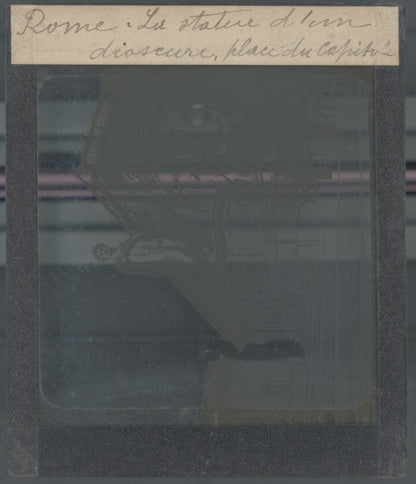Place du Capitole, Rome, photo ancienne plaque verre, positif 8,5x10 cm