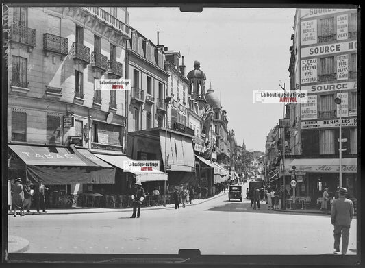 Plaque verre photo ancienne négatif noir et blanc 13x18 cm Vichy ville France