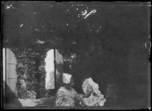 Plaque verre photo négatif noir et blanc 6x9 cm enfants jeu glass plate France