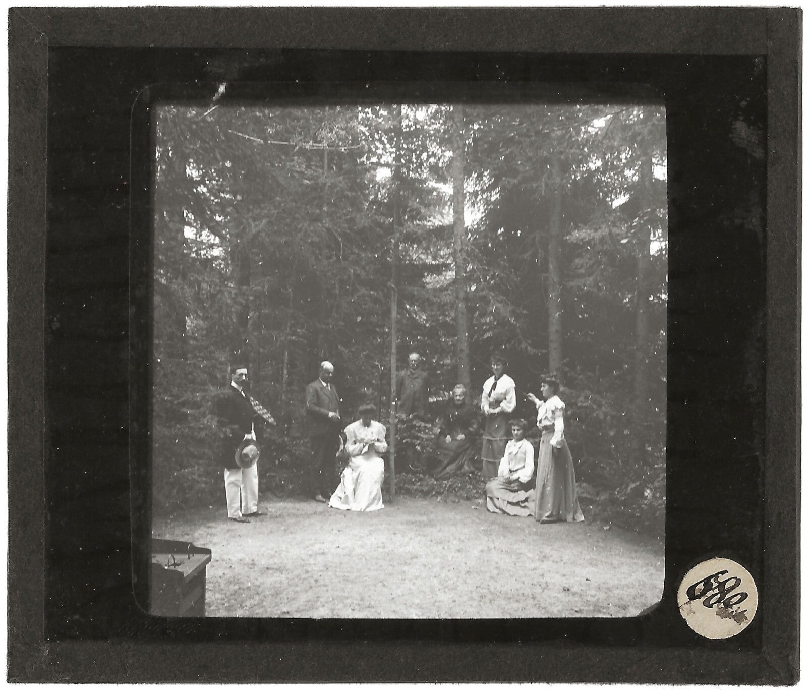 Jeu d'anneaux, Août 1904, photo ancienne plaque de verre, positif 8,5x10 cm
