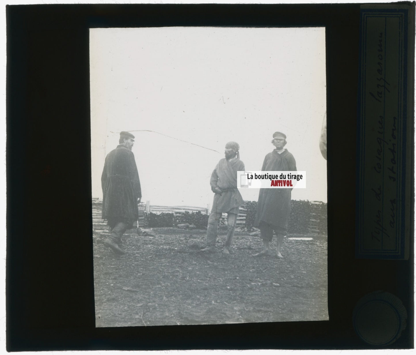 Peuple Cosaque, Russie, photo plaque verre, noir & blanc, positif 8,5x10 cm