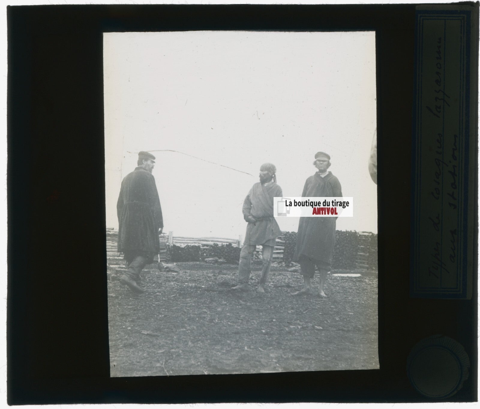 Peuple Cosaque, Russie, photo plaque verre, noir & blanc, positif 8,5x10 cm