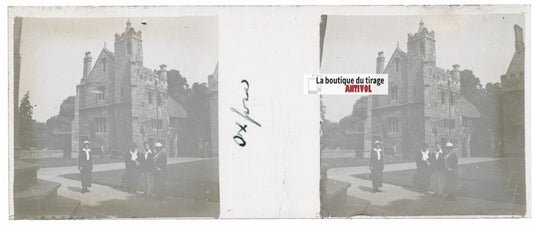 Magdalen College, Oxford, Plaque verre stéréo, positif noir & blanc 4,5x10,7 cm