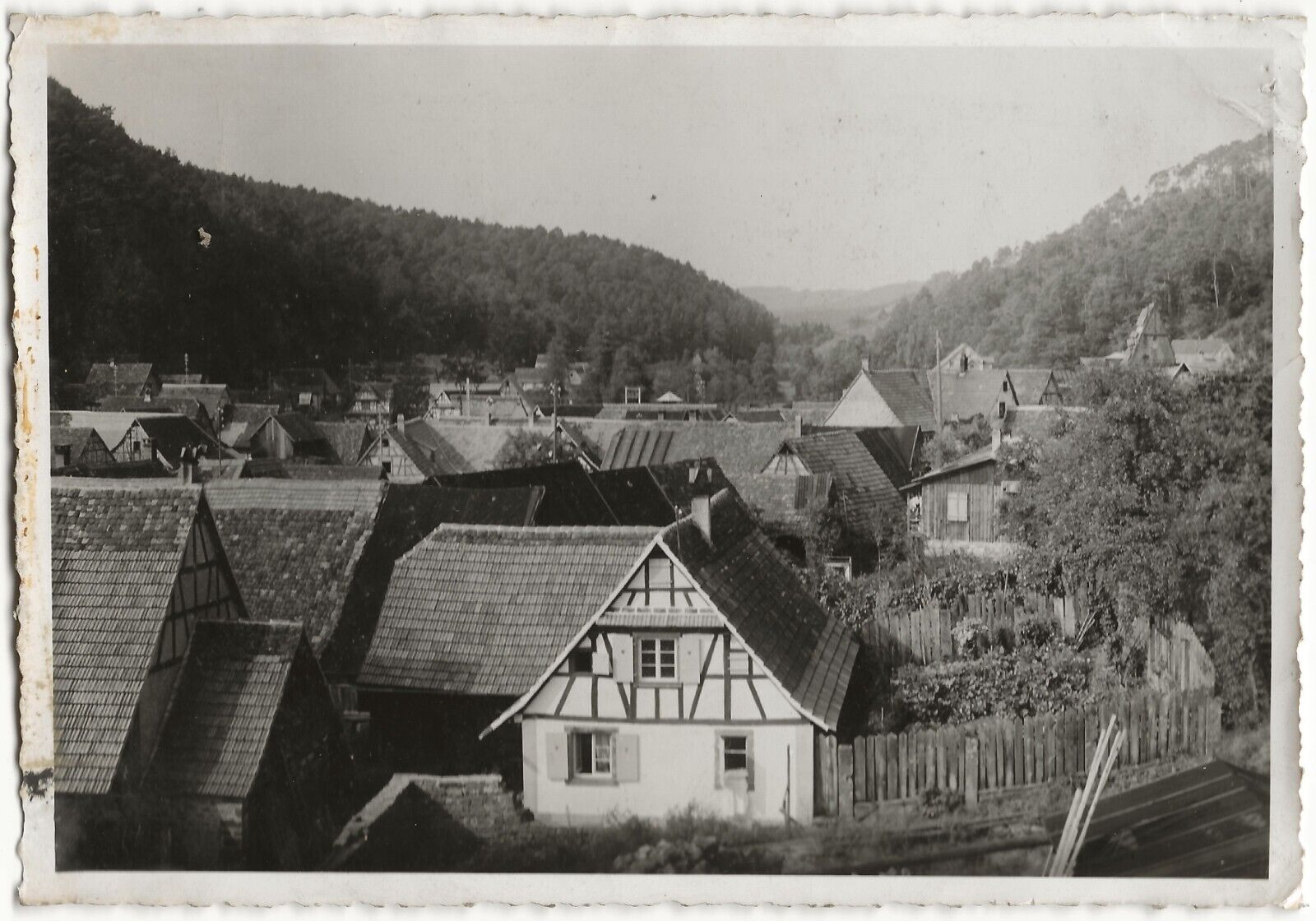 Plaque verre photo ancienne négatif noir & blanc 9x14 cm, Rothbach, village