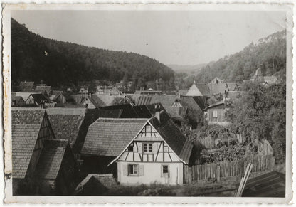 Plaque verre photo ancienne négatif noir & blanc 9x14 cm, Rothbach, village