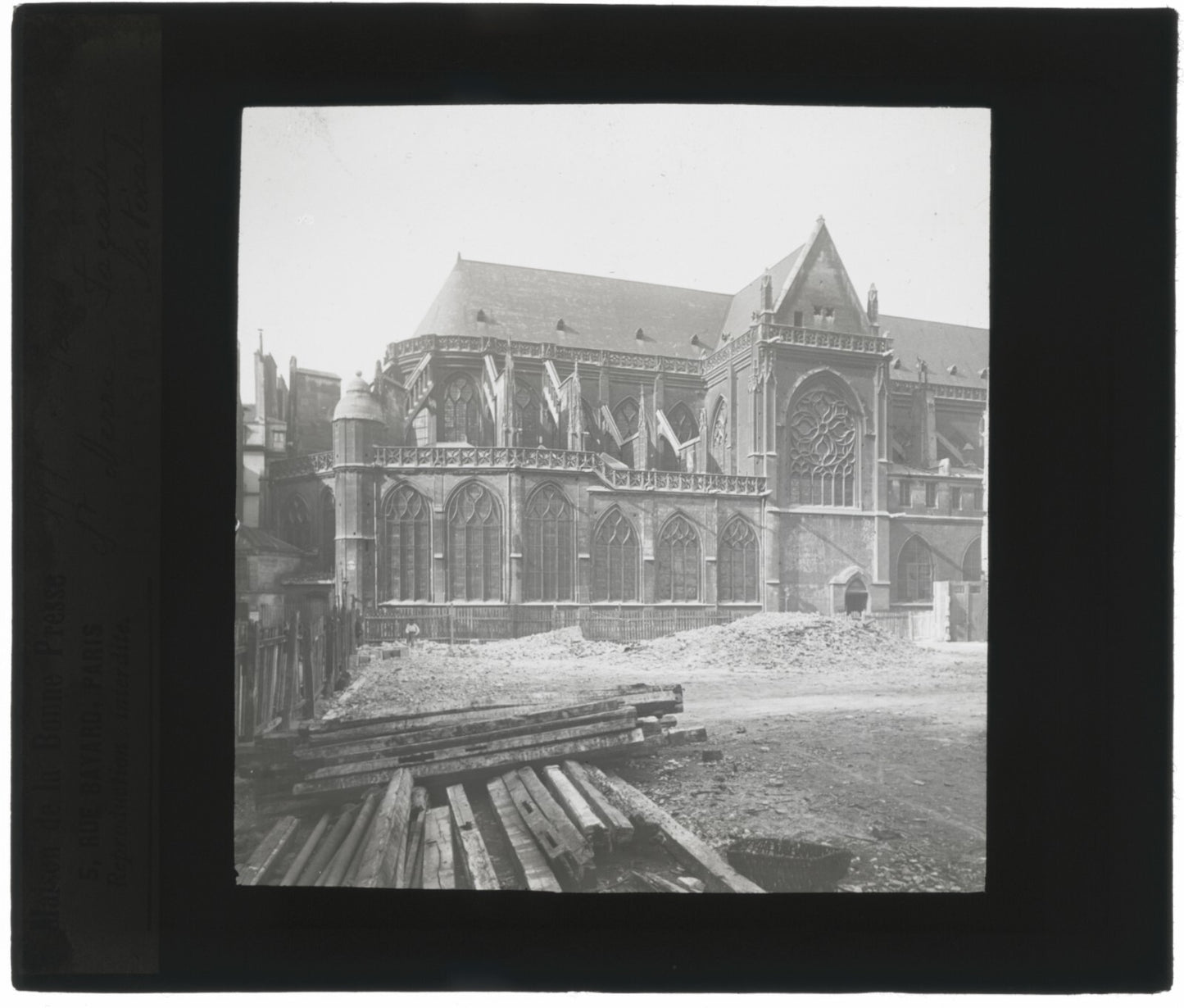 Église Saint-Merri, Paris, photo ancienne plaque verre, positif 8,5x10 cm