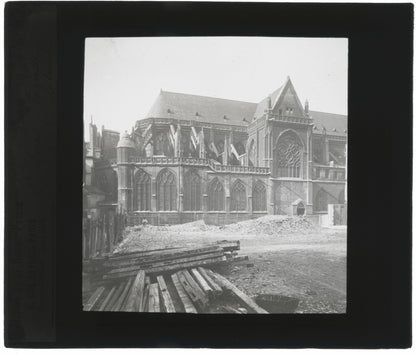 Église Saint-Merri, Paris, photo ancienne plaque verre, positif 8,5x10 cm