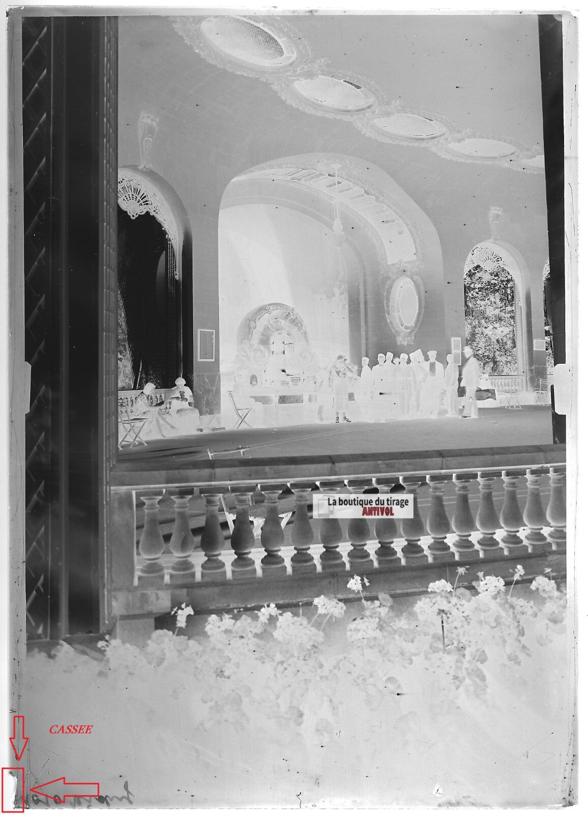 Plaque verre photo ancienne négatif noir et blanc 13x18 cm Vichy France vintage