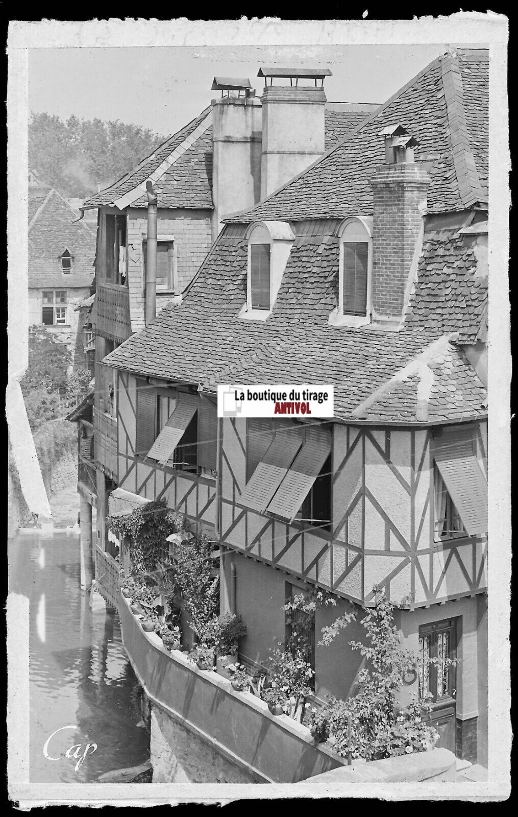 Plaque verre photo ancienne négatif noir et blanc 9x14 cm Salies-de-Béarn