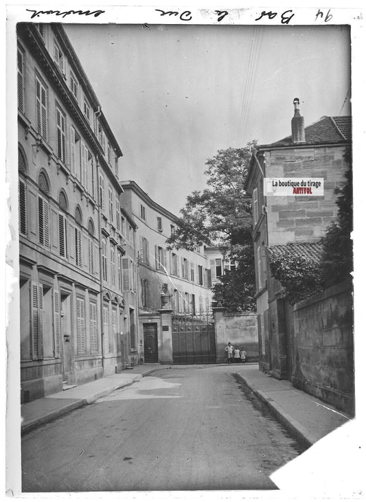 Plaque verre photo ancienne positif noir & blanc 13x18 cm Bar-le-Duc enfants rue