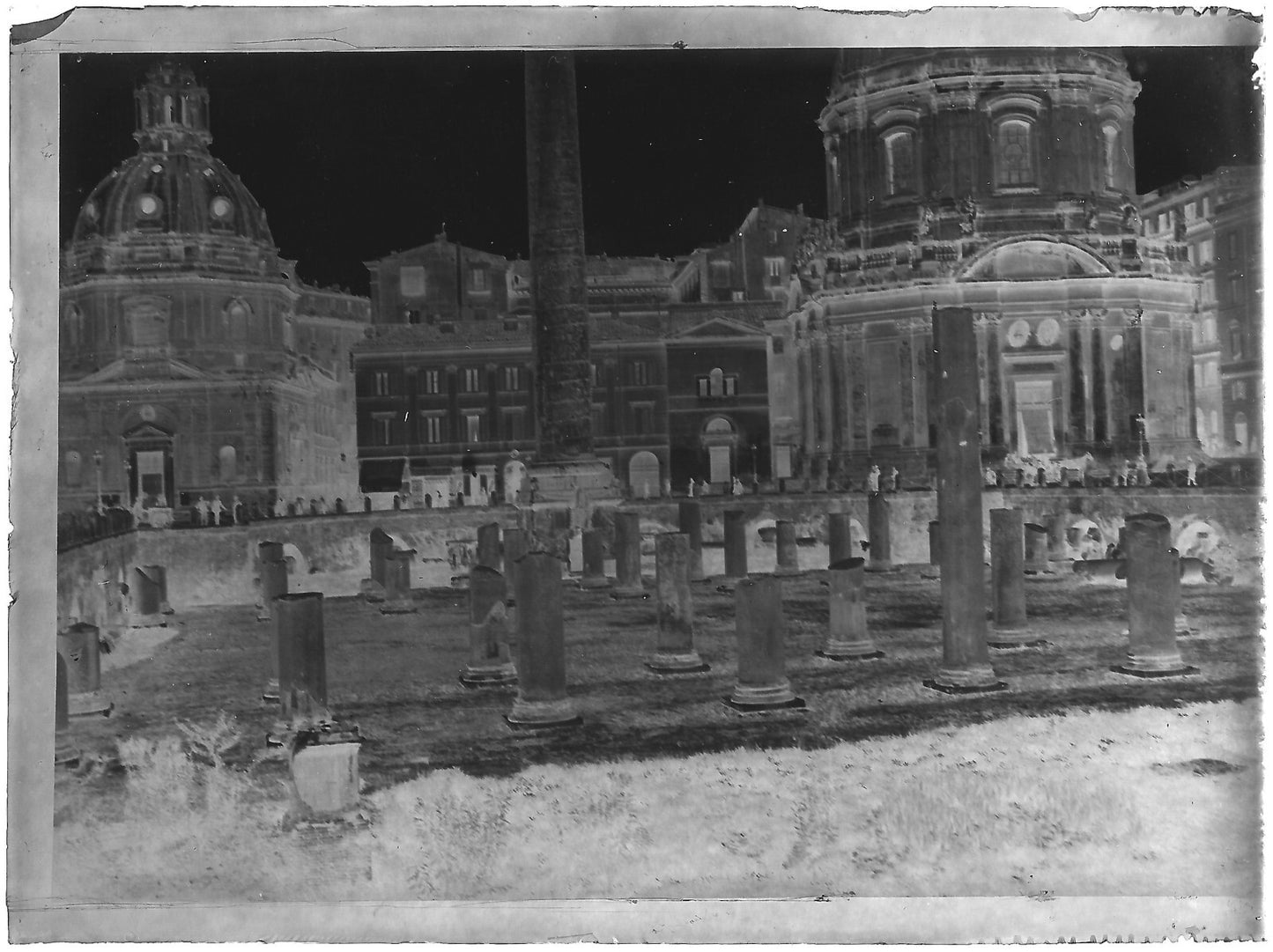 Plaque verre photo ancienne noir et blanc négatif 9x12 cm Rome Italie ruines