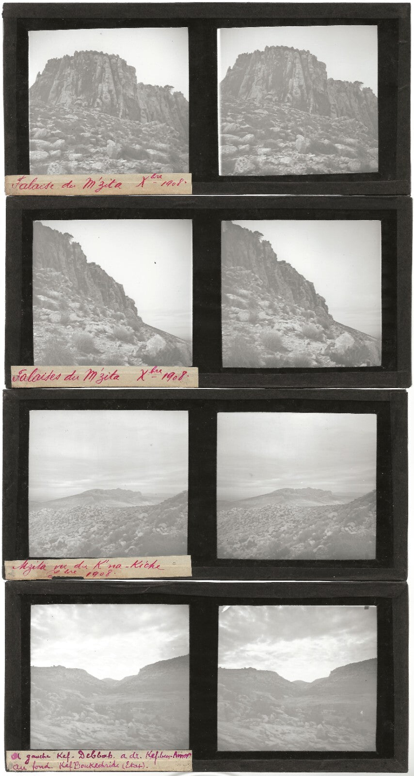 Tunisie Algérie, photos stéréoscopique plaques de verre, lot 10 positifs 7x15 cm