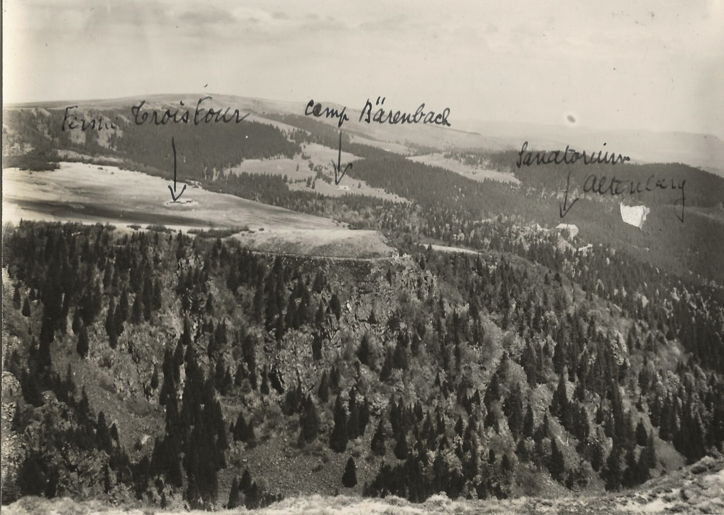 Plaque verre photo ancienne négatif noir et blanc 13x18 cm Hautes-Vosges paysage