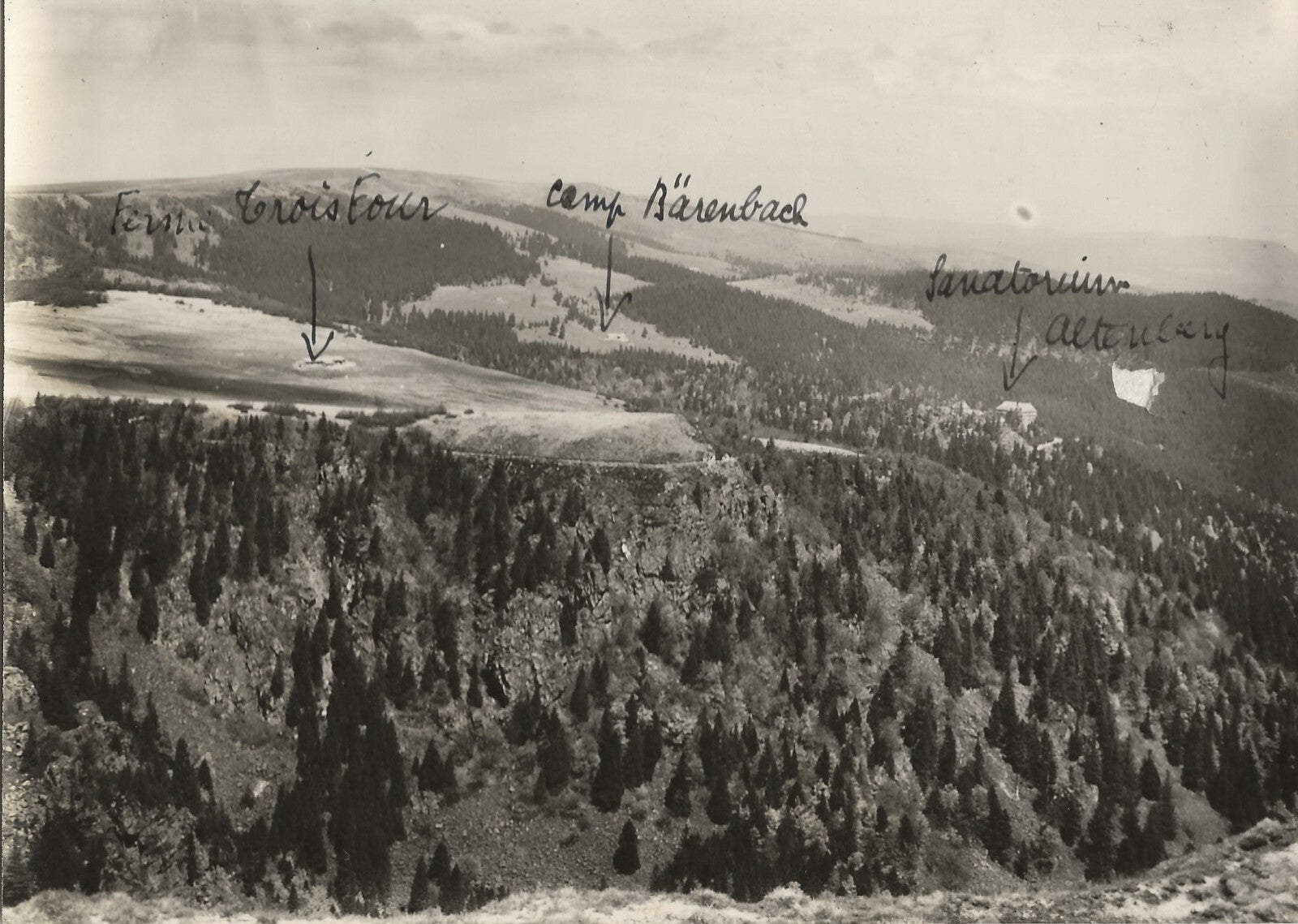 Plaque verre photo ancienne négatif noir et blanc 13x18 cm Hautes-Vosges paysage