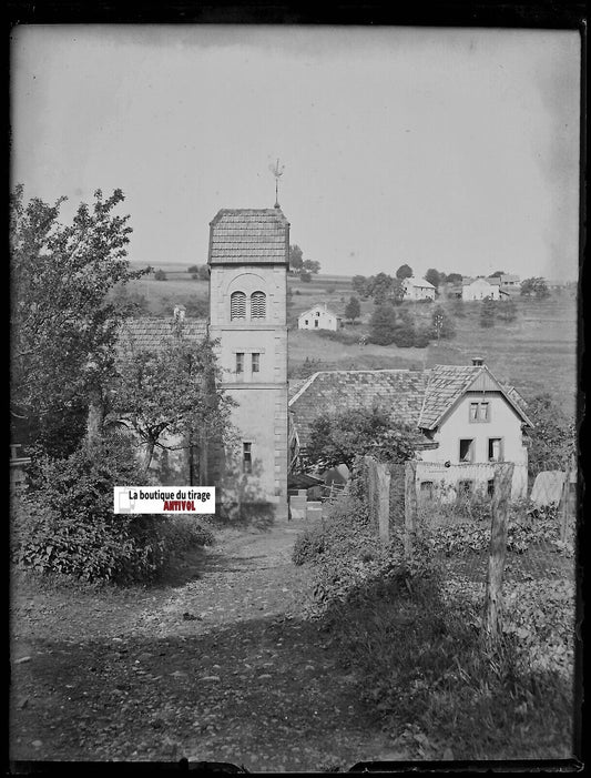 Fréconrupt, La Broque, Plaque verre photo, négatif ancien noir & blanc 9x12 cm