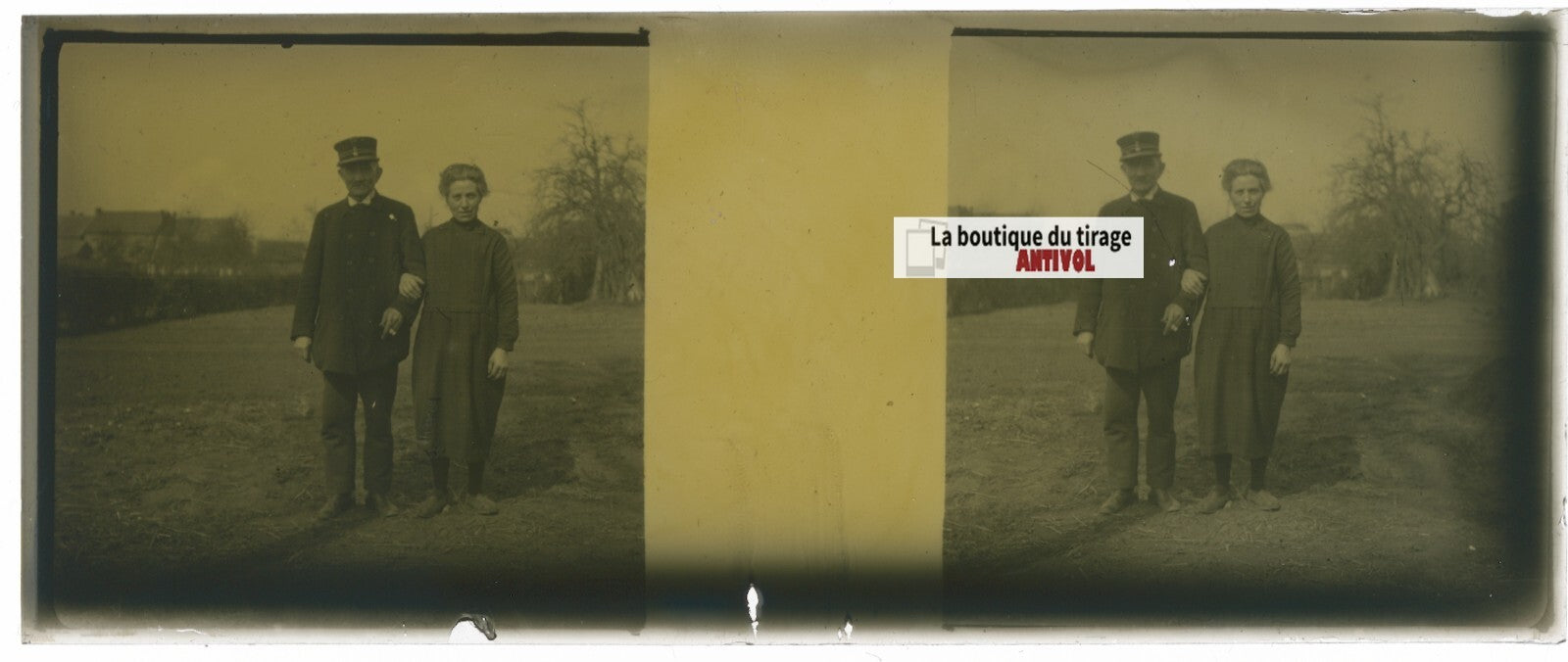 Voyage en Angleterre, Plaque verre stéréo, positif noir & blanc 4,5x10,7 cm