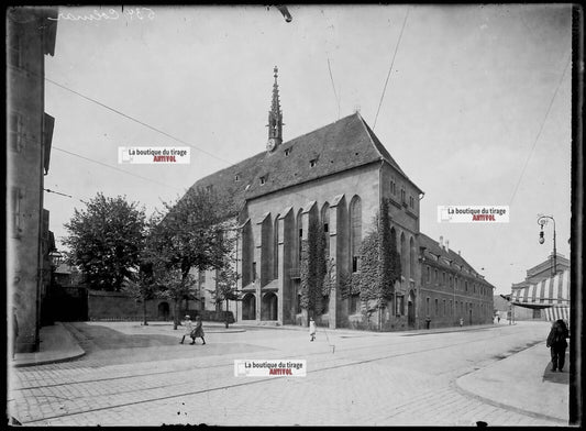 Plaque verre photo ancienne négatif noir et blanc 13x18 cm Colmar Catherinettes