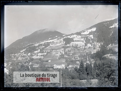 Saint-Gervais-les-Bains, plaque verre, photo ancienne, négatif 9x12 cm