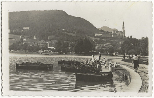 Lac d'Annecy, France, photographie ancienne, noir & blanc, papier 9x14 cm