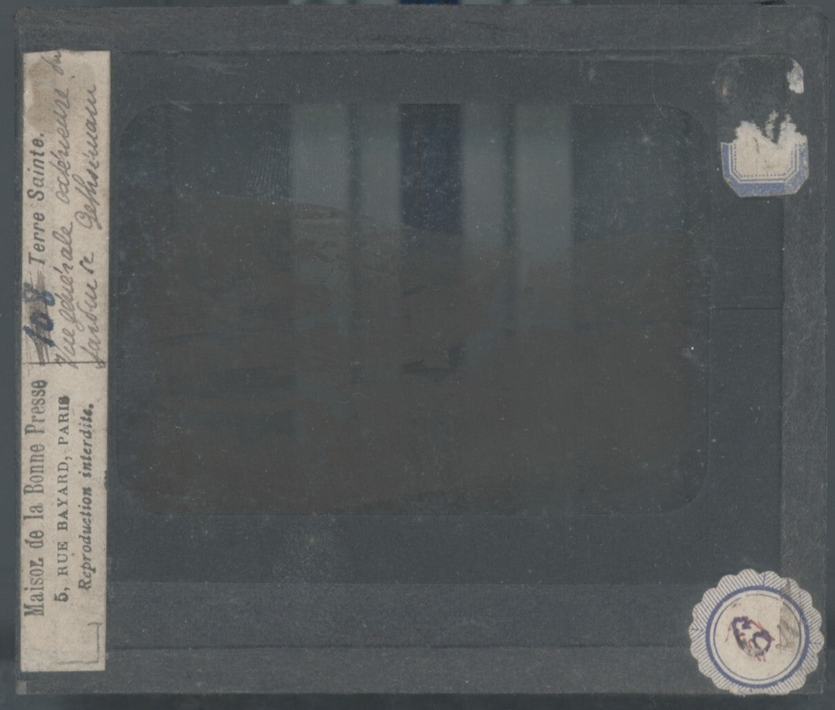 Gethsémani, Jérusalem, photo plaque verre, noir & blanc, positif 8,5x10 cm