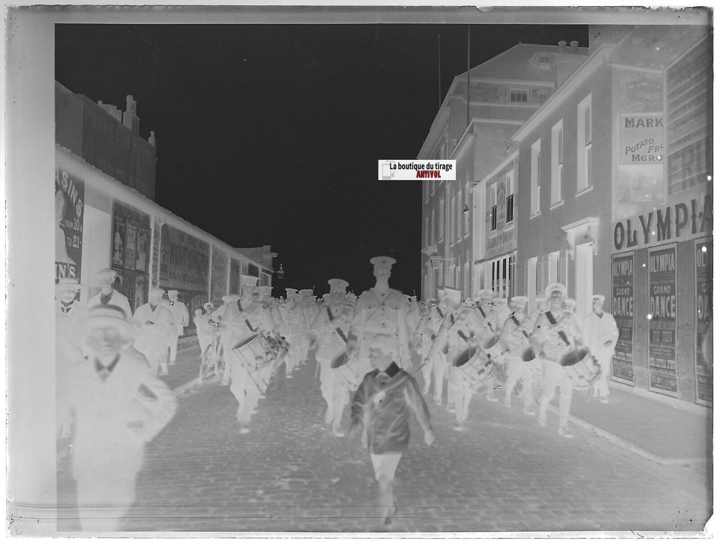 Jersey, Guernesey, orchestre, Plaque verre photo, négatif noir & blanc 9x12 cm