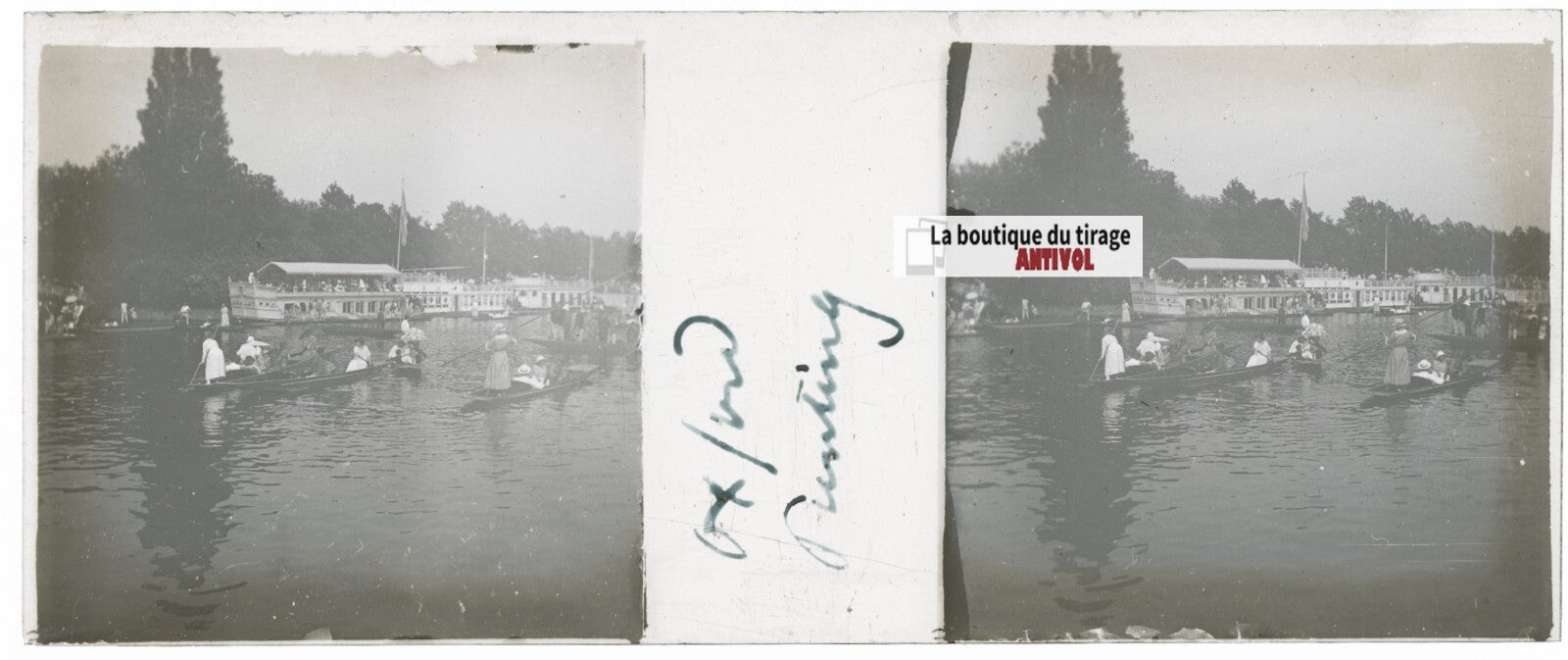 Angleterre, Oxford, Plaque verre stéréo, positif noir & blanc 4,5x10,7 cm