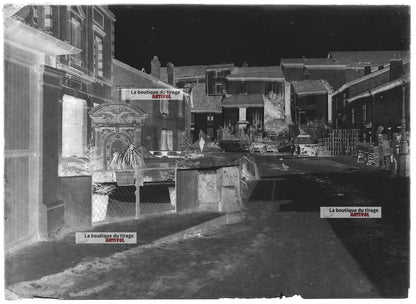 Plaque verre photo ancienne négatif noir et blanc 13x18 cm Vittel fontaine