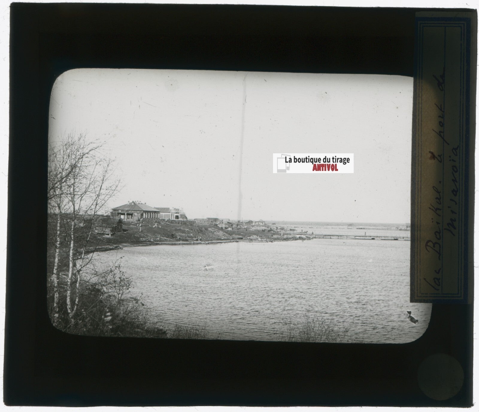 Lac Baïkal, Russie, photo plaque verre, noir & blanc, positif 8,5x10 cm