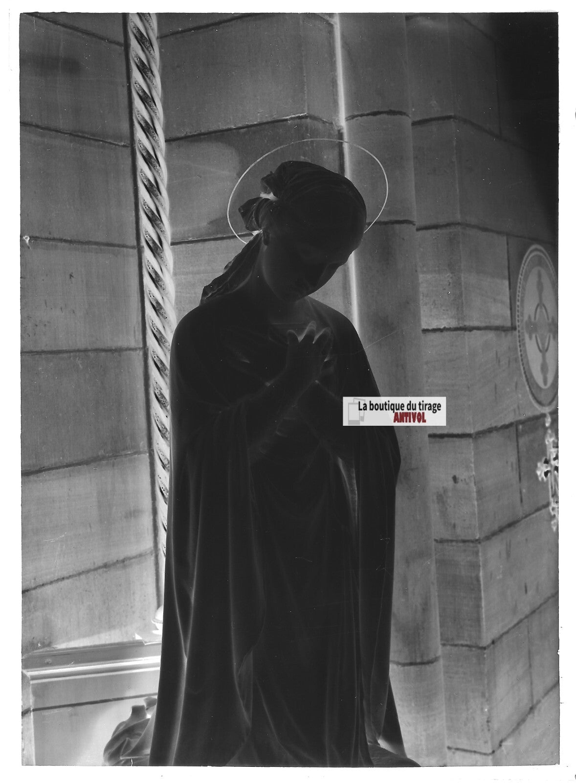 Plaque verre photo ancienne négatif noir et blanc 13x18 cm église Strasbourg