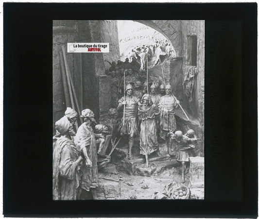 De Caïphe à Pilate, photo plaque verre, noir & blanc, positif 8,5x10 cm