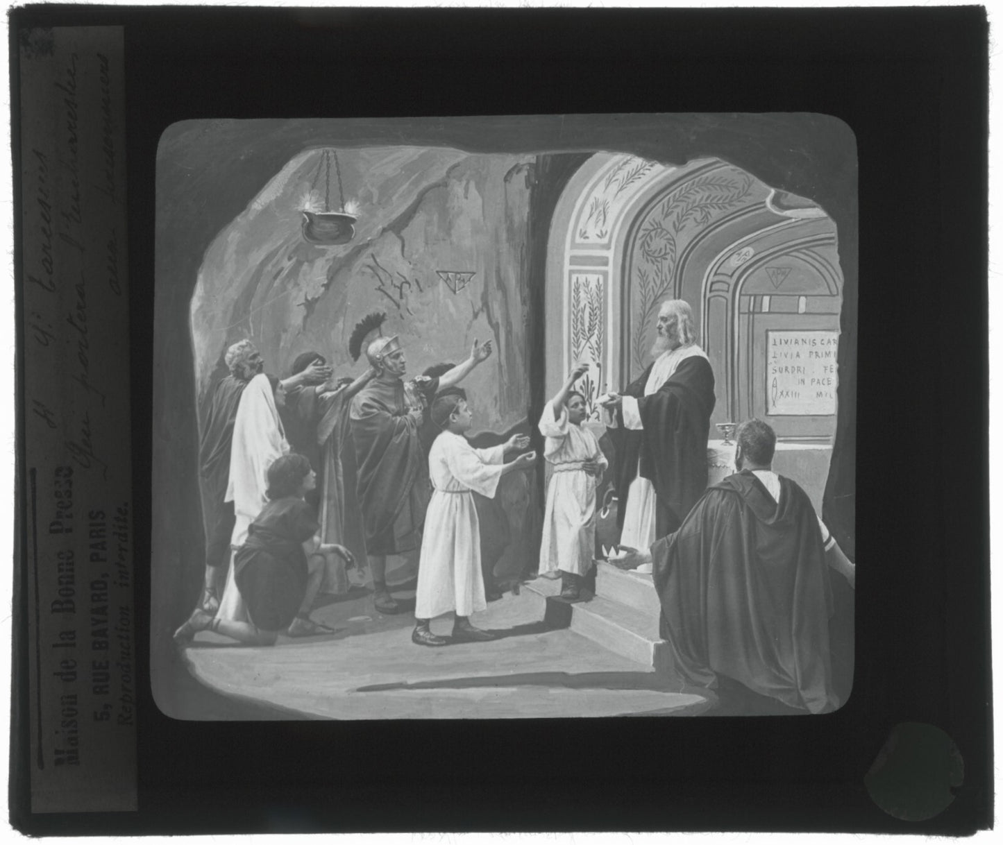 Tarcisius de Rome, Italie, dessin, photo plaque de verre, positif 8,5x10 cm