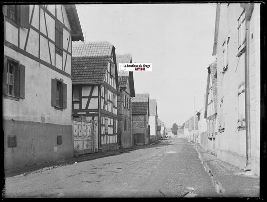 Hilsenheim, Alsace, Plaque verre photo ancienne, négatif noir & blanc 9x12 cm