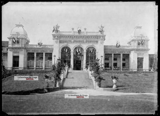 Plaque verre photo ancienne négatif noir et blanc 13x18 cm Vittel casino France