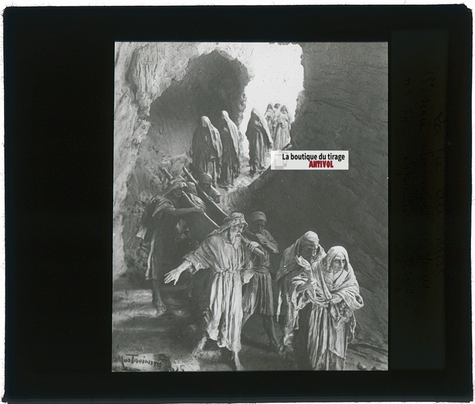 La mise au tombeau, photo ancienne plaque verre, noir & blanc, 8,5x10 cm