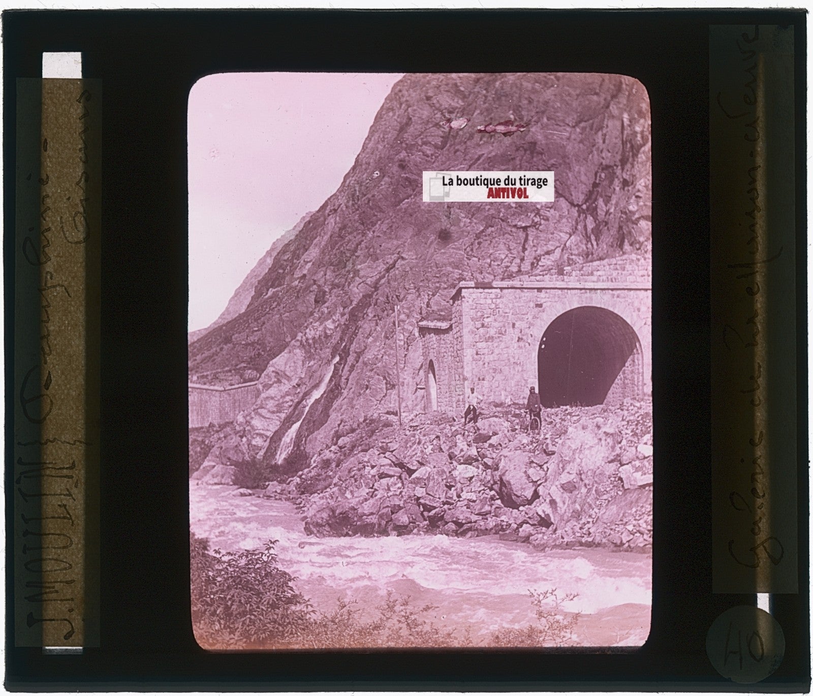 Route du Lautaret, photo J. Moulin, plaque verre, couleur, positif 8,5x10 cm