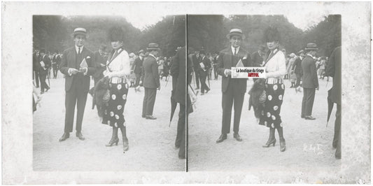 Hippodrome de Longchamp, Paris, stéréoscopie plaque verre, positif 8,5x17 cm