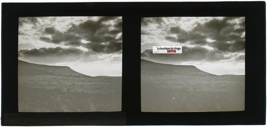 Nuages, Bir el Afou, Tunisie, plaque verre stéréoscopique, positif 7x15 cm