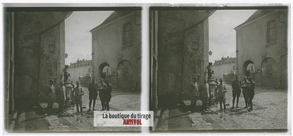 Militaires français, guerre WW1, plaque verre photo ancienne stéréo 6x13 cm