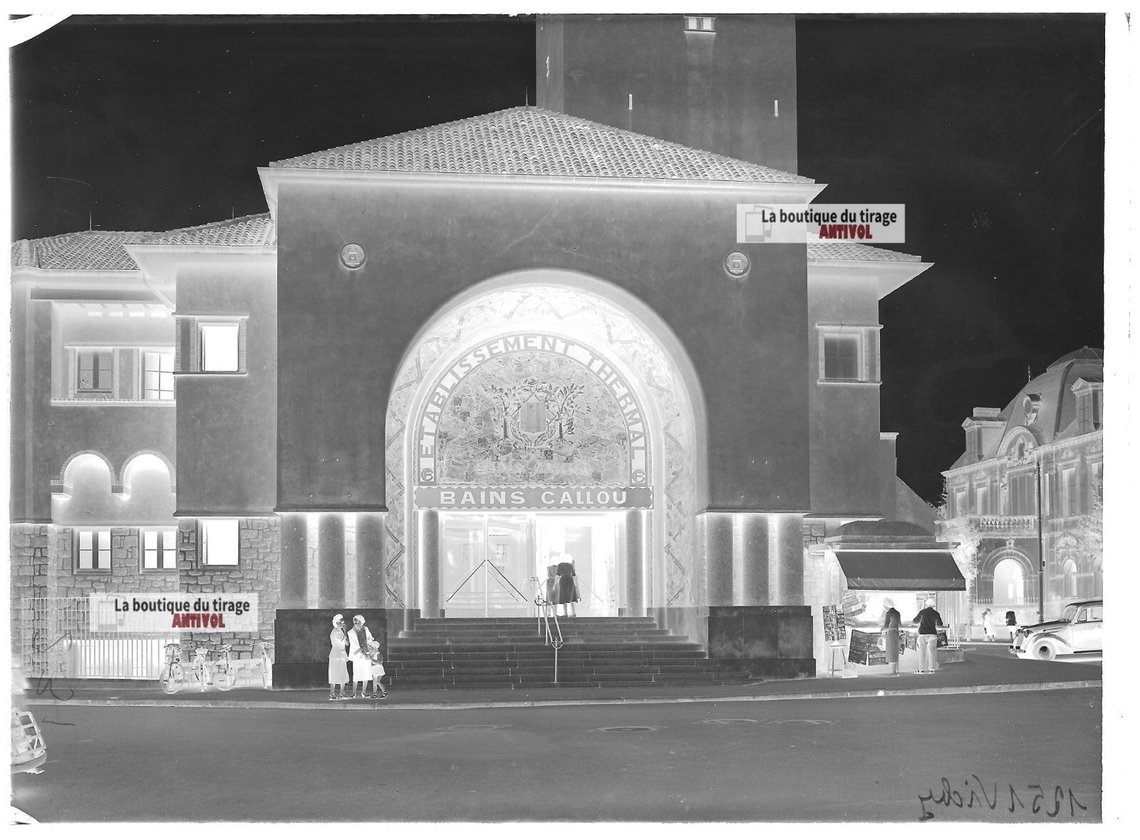 Plaque verre photo ancienne négatif noir et blanc 13x18 cm Vichy Callou bains