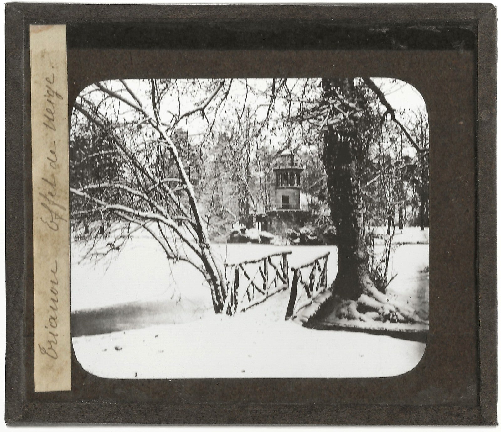 Versailles Trianon neige, photo ancienne plaque de verre, positif 8,5x10 cm