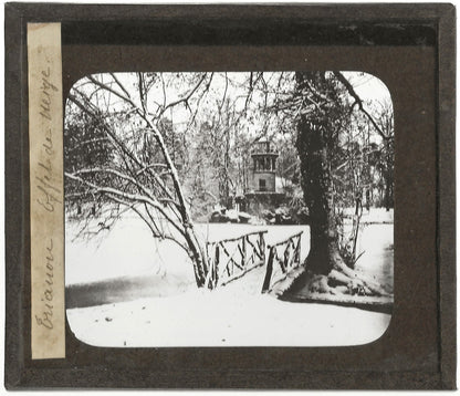 Versailles Trianon neige, photo ancienne plaque de verre, positif 8,5x10 cm