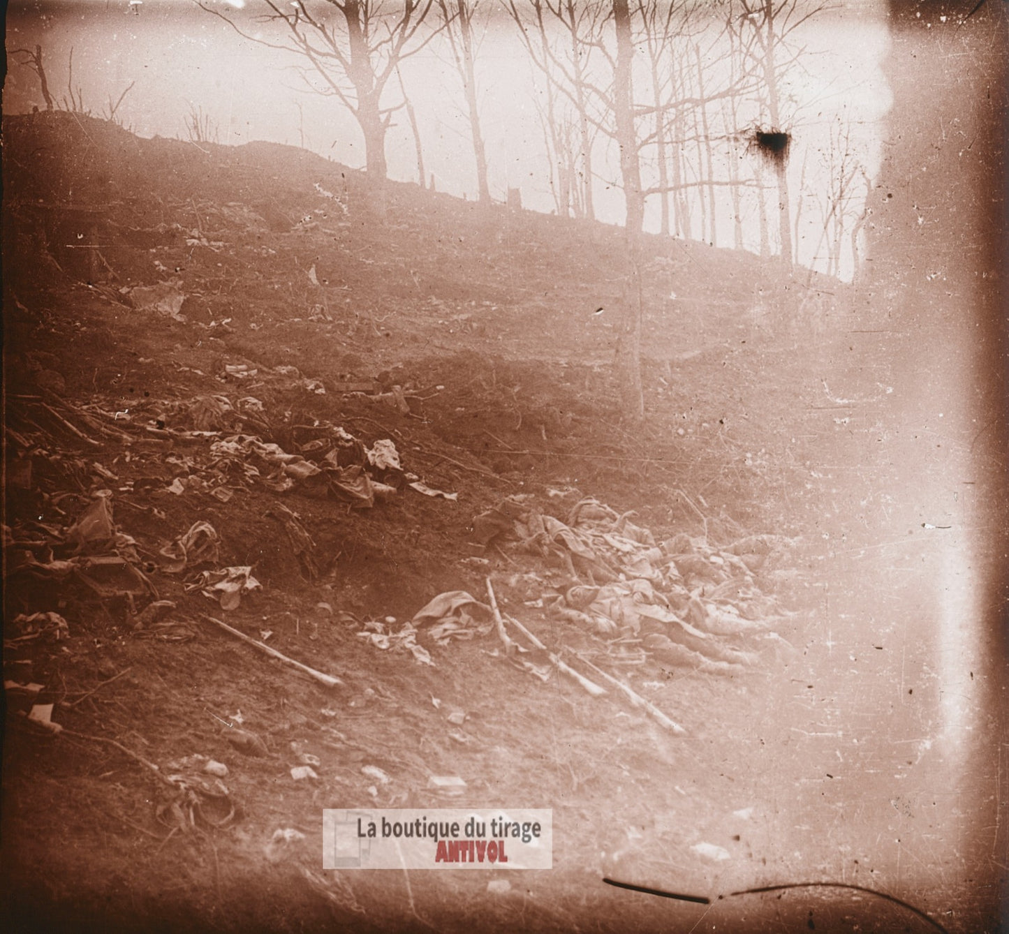 Éparges 1915, assaut, guerre WW1, plaque verre photo ancienne stéréo 6x13 cm