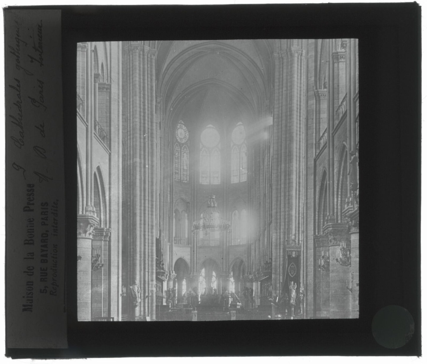 Cathédrale Notre-Dame de Paris, photo ancienne plaque verre, positif 8,5x10 cm