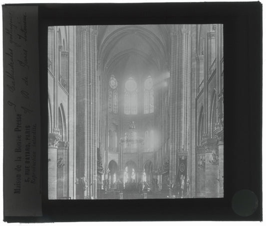 Cathédrale Notre-Dame de Paris, photo ancienne plaque verre, positif 8,5x10 cm