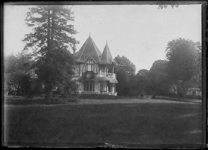 Plaque verre photo ancienne négatif noir et blanc 6x9 cm parc château France